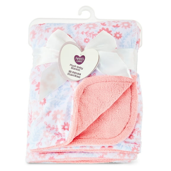 Parent's Choice Baby Girl Premium Ultra Soft Plush Floral Blanket, 30" x 40"