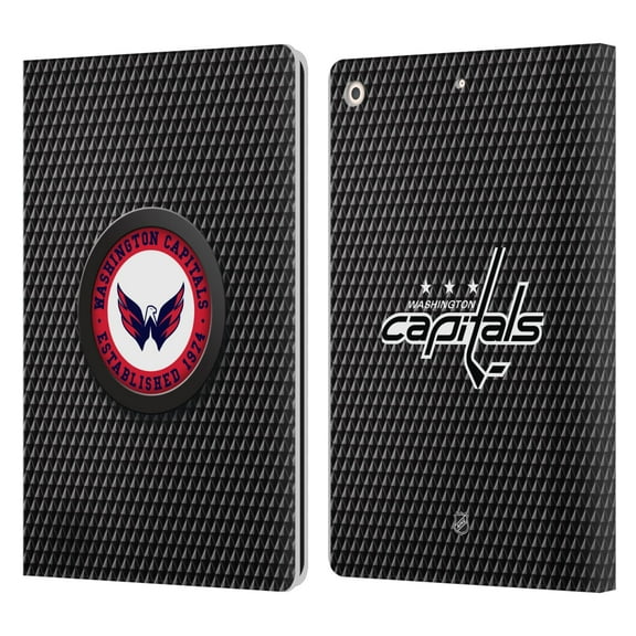 Head Case Designs Officially Licensed NHL Washington Capitals Puck Texture Leather Book Wallet Case Cover Compatible with Apple iPad 10.2 2019/2020/2021
