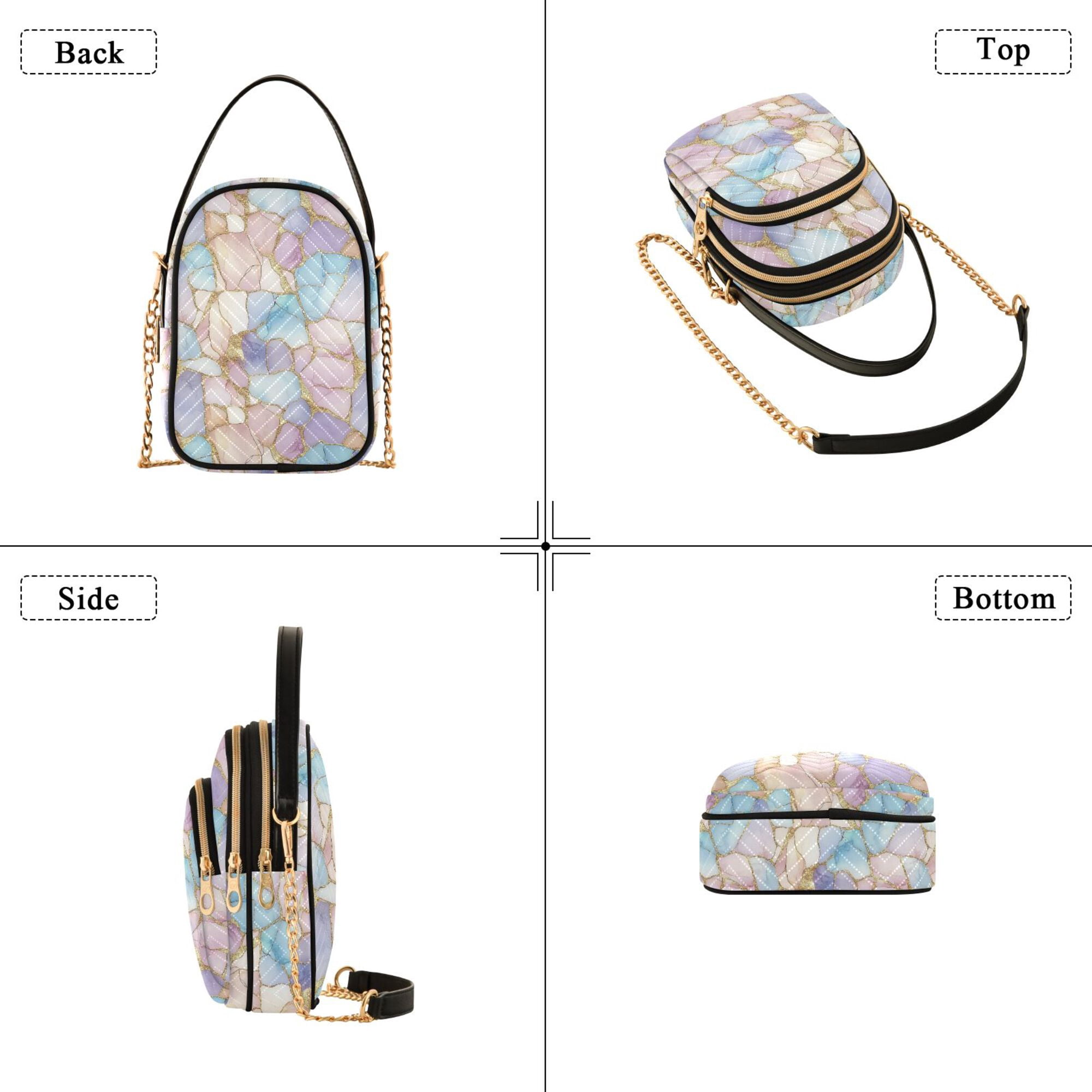 FORMRS Crossbody Bag for Women Quilted Travel Shoulder Cell Phone Purse with Chain Strap Handbag, Elegant Marble Pattern