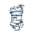 thumbnail image 4 of Yiaed Retro Coconut Tree Print Women One Piece Swimsuits Tummy Control One Shoulder Bathing Suits Pattern Ruffle Swimwear-Medium, 4 of 8