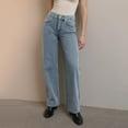 thumbnail image 4 of Mepaouo Women Wide Leg Jeans Boyfriend Straight Wide Leg Denim Pants Bow Baggy Y2K Trousers(Blue,S), 4 of 9