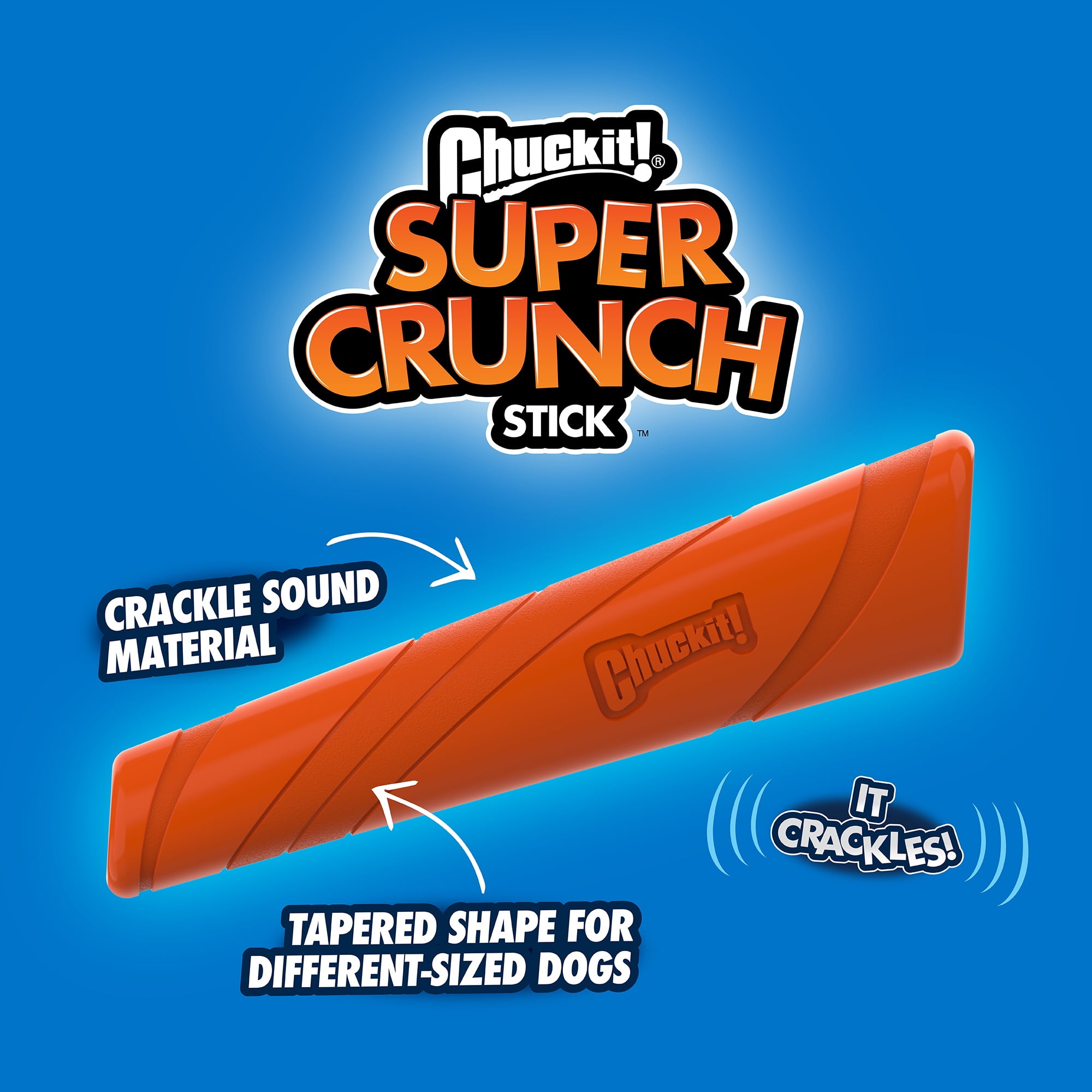 Chuckit! Super Crunch Dog Stick Fetch Toy for Dogs with Crackle Sounds, 9.2" Long for All Size Breeds, Pack of 1