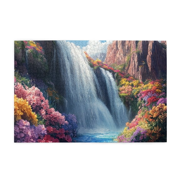 1000 PCS Garden Waterfall - 1000 Piece Vibrant Jigsaw Puzzle,Stunningly Vibrant Colors,Classic Scenery Wooden Puzzles,1000 Piece Jigsaw Puzzle For Adults Challenging Charm Puzzle For Game Night