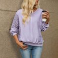 thumbnail image 2 of BUIGTTKLOP Womens Casual Sweatshirt Crochet Lantern Long Sleeve Crewneck Lace Loose Fit Fall Pullover Tops, 2 of 8