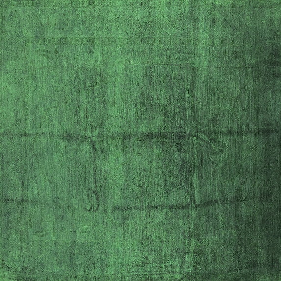 Ahgly Company Indoor Square Oriental Green Industrial Area Rugs, 6' Square