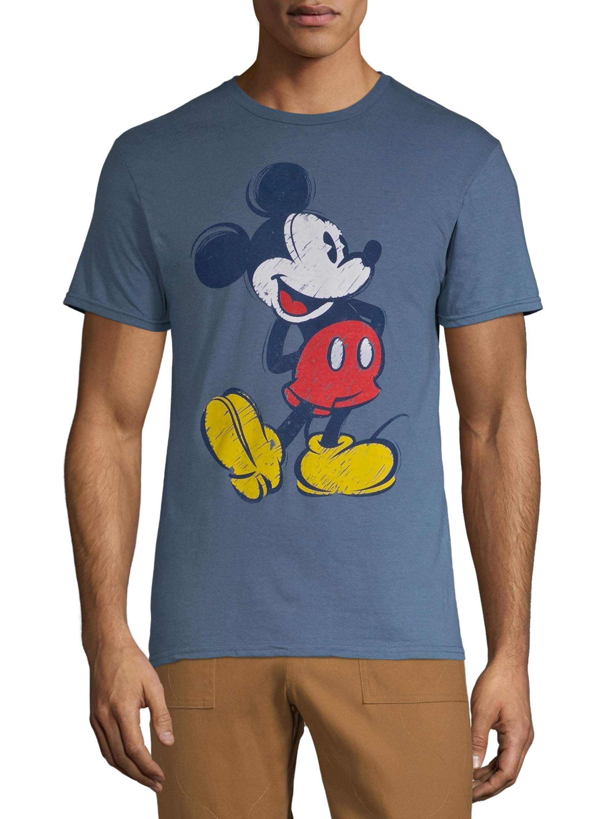Disney Mens Full Size Mickey Mouse Distressed Look T-Shirt