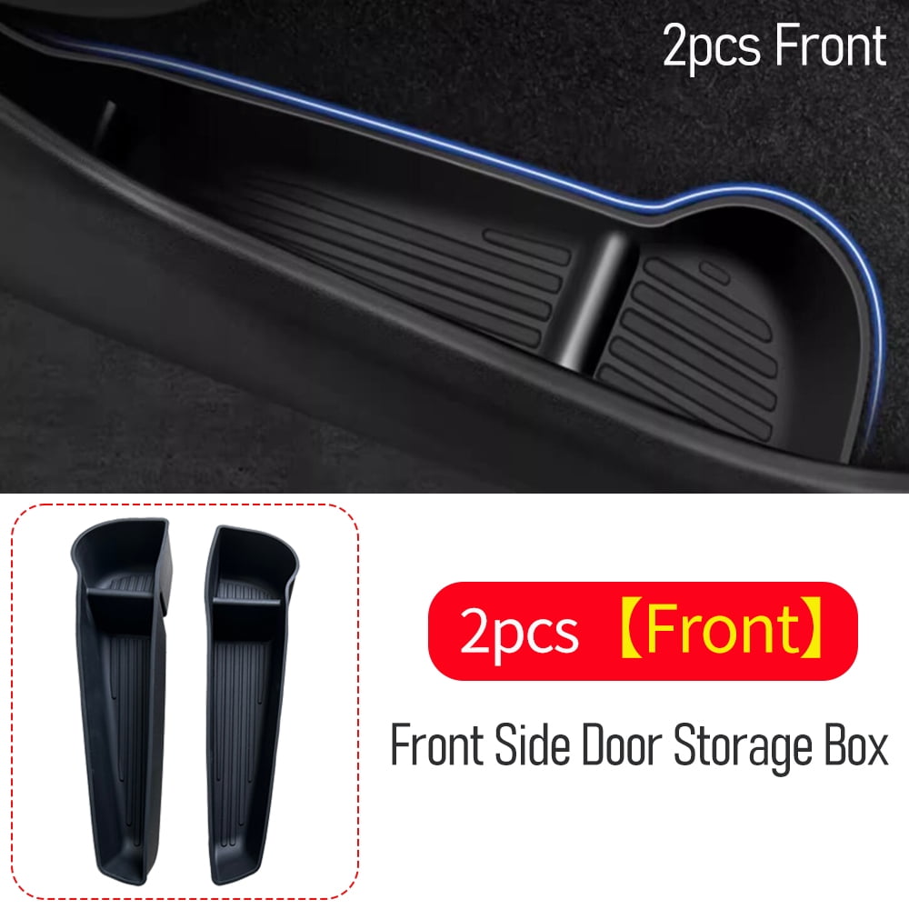Rongqi fit for New Tesla Model Y 2025 2026 Launch Juniper Car Door Side Storage Box TPE Door Storage Organizer Tray Interior Accessories
