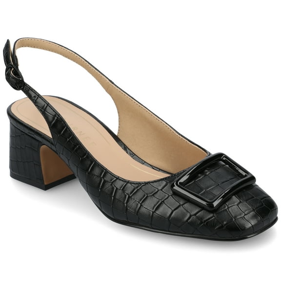 Journee Womens Everlee Sling Back Square Toe Pumps
