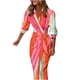 thumbnail image 5 of Vestido largo informal con dobladillo dividido y cordón de solapa con estampado de mangas largas sexy para mujer Pompotops hdfakjf9369, 5 of 8
