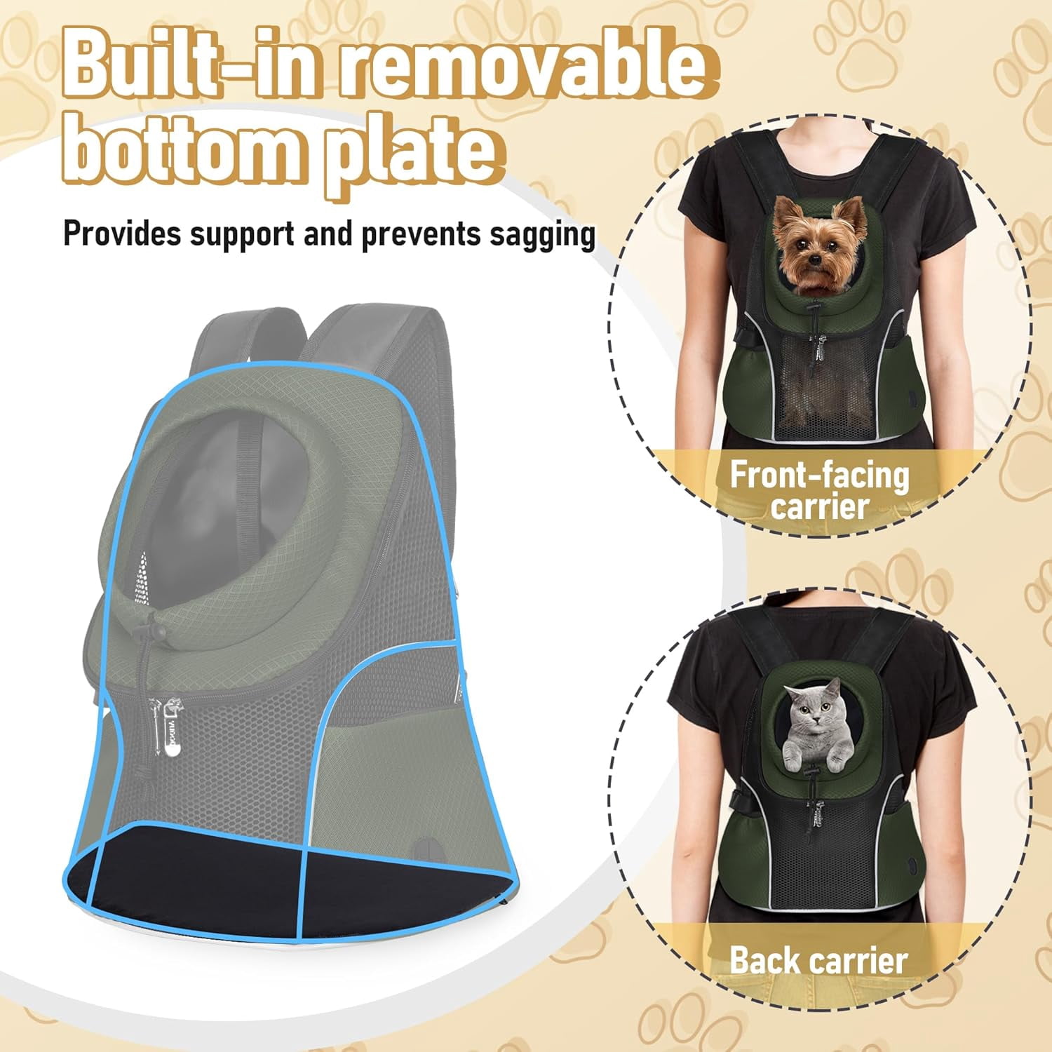 Pet Dog Carrier Backpack Small Dog Front Backpack Ventilated Mesh Dog Travel Back