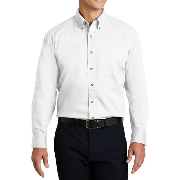 JustBlanks Mens Long Sleeve Cotton Twill Shirt Button Down Collar Chest Pocket