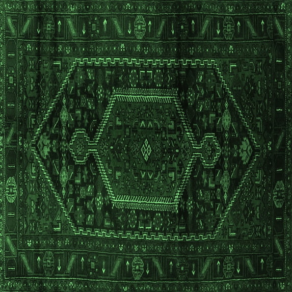Ahgly Company Indoor Square Persian Emerald Green Traditional Area Rugs, 4' Square