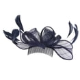 thumbnail image 3 of Señora De Las Mujeres Pluma Nupcial Fascinator Cóctel Sombreros Tocados Diadema Azul Oscuro Sunnimix Tocado de Gatsby de los años 20, 3 of 8
