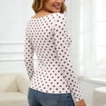 thumbnail image 5 of Bibifish Womens Tshirts Polka Dot Print Color Block Pattern Slim Fit Soft Stretch Slim Fit Long Sleeve Spring Daily Commute Trendy Outfits, 5 of 5