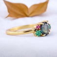 thumbnail image 2 of Natural Teal Sapphire Engagement Ring Unique Cluster Stacking Ring Green Emerald Propsoal Ring Yellow Gold Gift Jewelry, 2 of 4