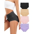 thumbnail image 1 of Women Lady Sexy Lace Hipster Underwear Cotton Briefs High Waisted Panties Stretch Briefs Underwear 4-Pack, 1 of 8