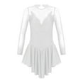 thumbnail image 5 of iEFiEL Girls Rhinestone Leotard Ballet Dress Mesh Splice Figure Ice Skating Dress Dance Costume, 5 of 7