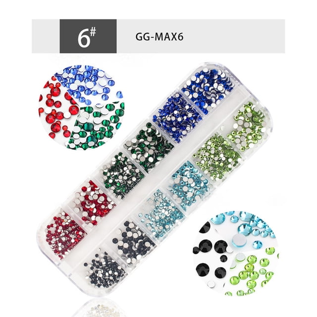 Xihbxyly Decoración de Uñas con Diamantes, Gemas de Vidrio Coloridas de Fondo Plano, Fácil Aplicación para Uñas Naturales o Artificiales, 12 Opciones de Formas Versátiles, Ideal para Fiestas de Maqui