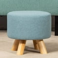 thumbnail image 7 of Homebeez Round Fabric Padded Ottoman Foot Rest Stool Wood Sofa Change Shoes Stool,Blue, 7 of 7