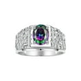 thumbnail image 1 of RYLOS Men's Rings Sterling Silver Designer Nugget Ring Oval 9X7MM Gemstone & Diamonds  Alexandrite June Birthstone Rings For Man Size 9, 1 of 7