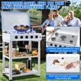 thumbnail image 3 of Propane Gas Stove, 5-Burner Propane Burner with Auto Ignition, Portable Gas Stove with Support Leg Stand & Wind Blocking Cover Adapter for RV, Apartment and Outdoor Cooking, 3 of 7