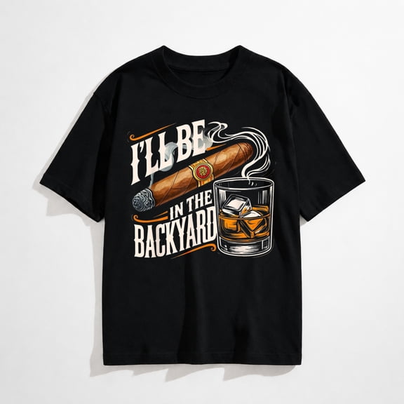 I'll Be in The Backyard Funny Cigar and Bourbon Lovers T-Shirt