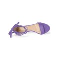 thumbnail image 4 of BLISSFUL STEP Chaussures pour Femmes en Faux Suède à Lacets à Bout Ouvert à Talon Kitten avec Semelle Intérieure Coussinée Sandales Violet 9, 4 of 7