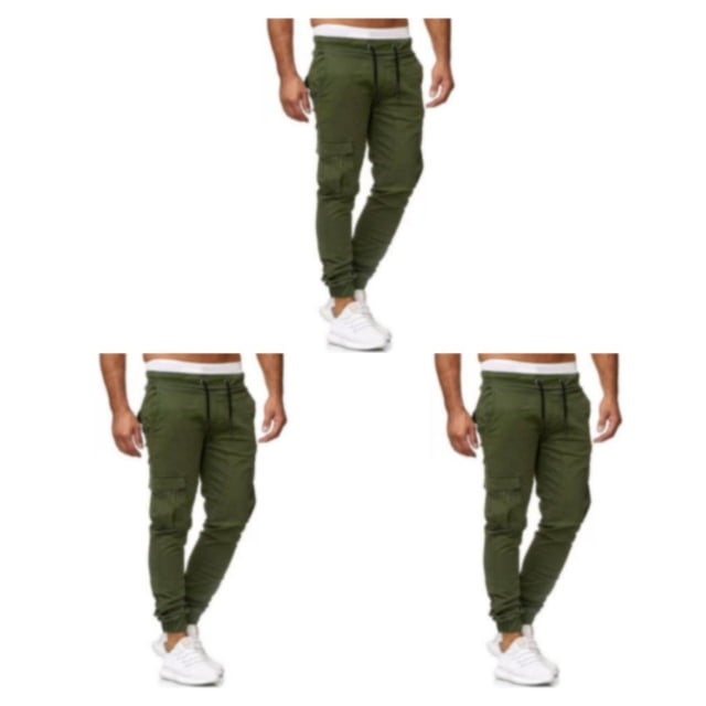 Pantalones de hombre Qarigey casual Elegante Multi-bolsillo Verde XXL