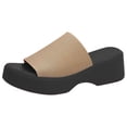 thumbnail image 2 of Tdoqot Womens Platform Sandals- Casual Beach Summer Comfortable Slides Sandals Khaki Size 9, 2 of 4
