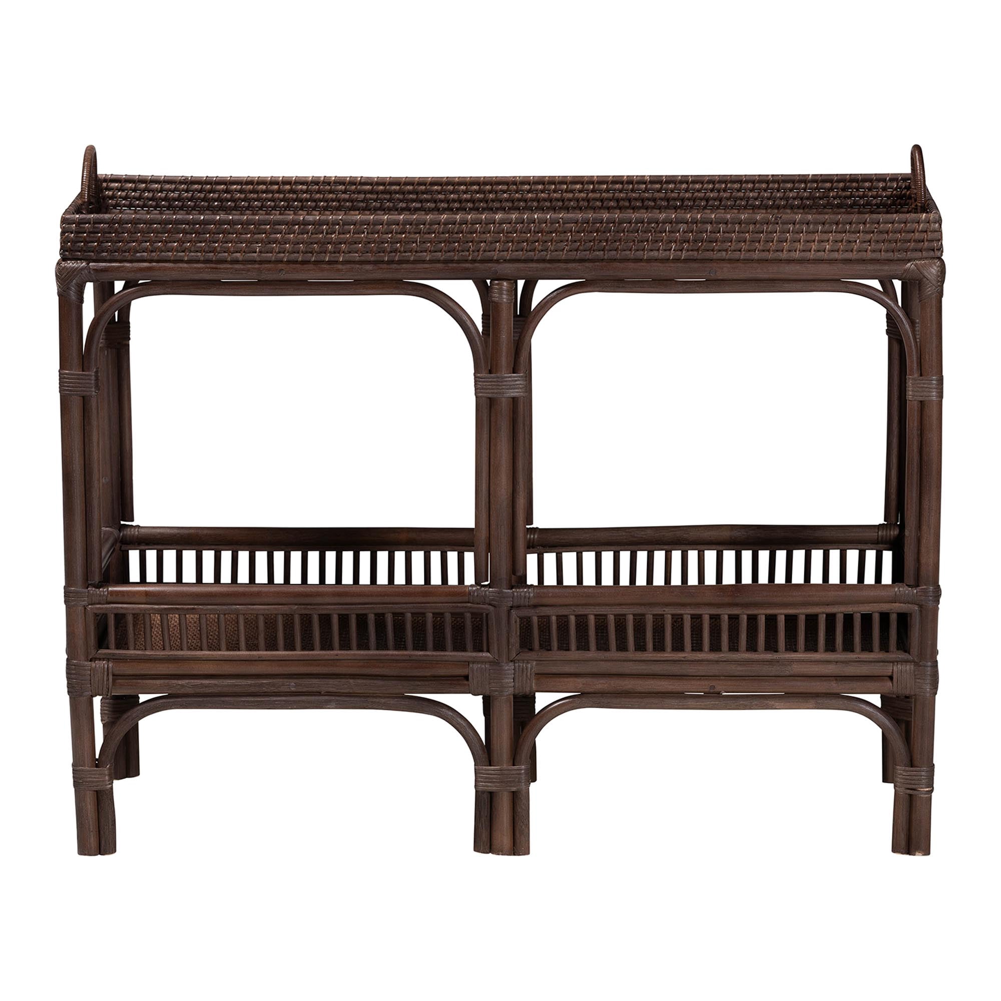bali & pari Lombok Boho Console Table, 2-Tier, Coffee Bean