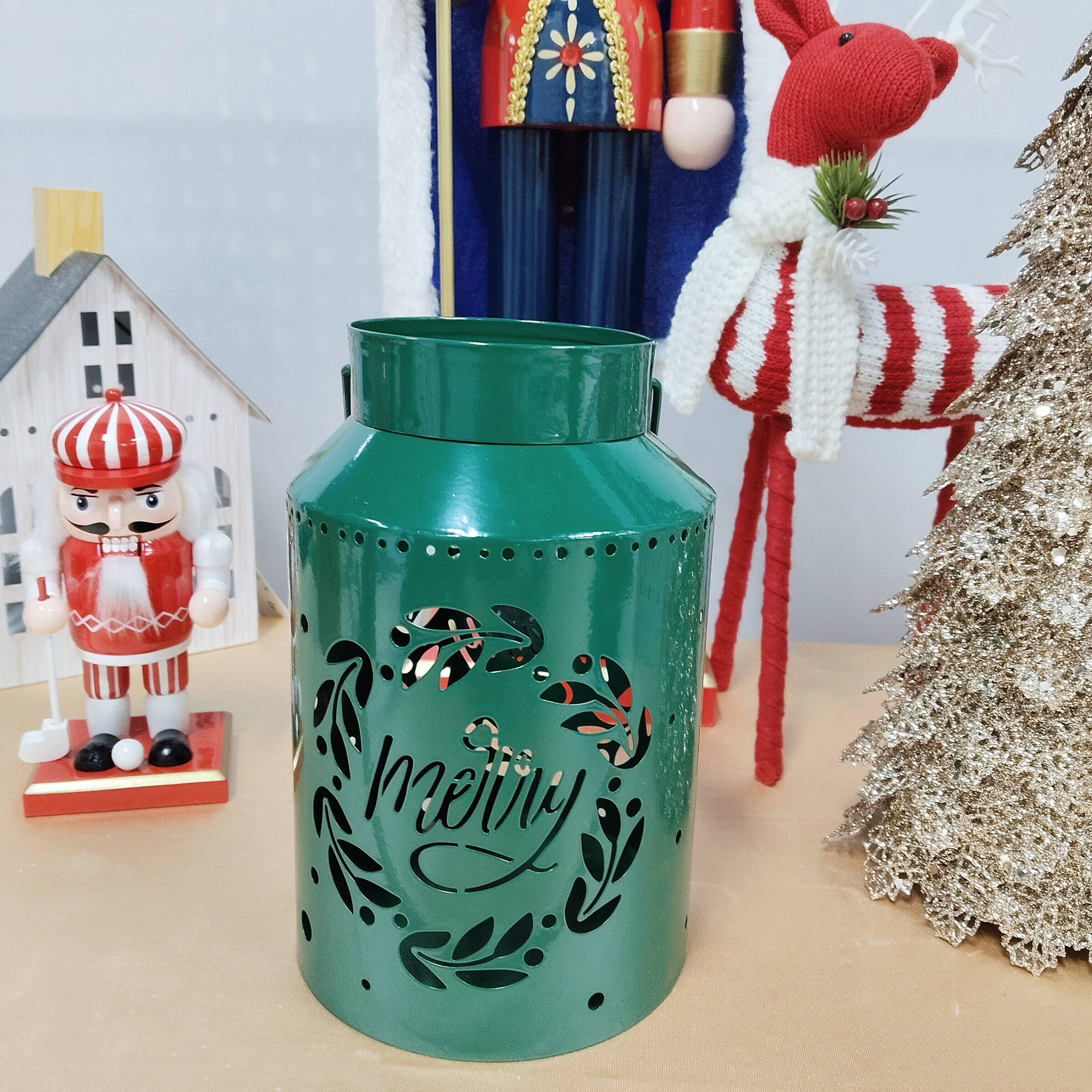 Green Metal Bucket Decor
