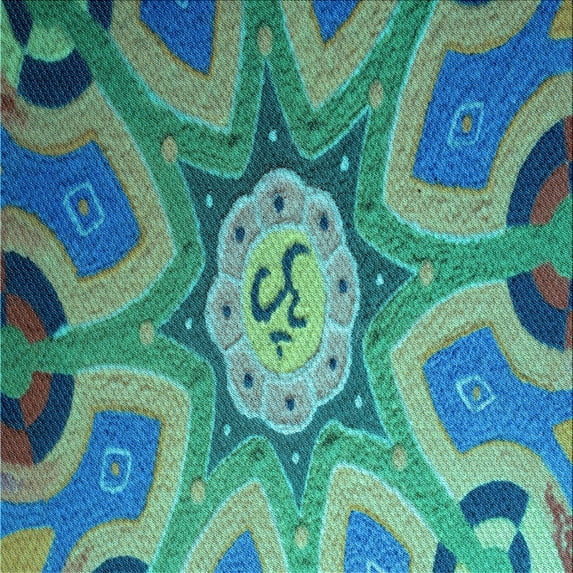 Ahgly Company Indoor Square Patterned Light Sea Green Area Rugs, 8' Square