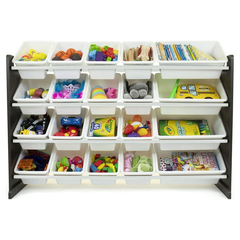 Sumatra Toy Storage Organizer with 9 Storage Bins, Espresso/Grey