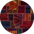 thumbnail image 1 of Ahgly Company Machine Washable Indoor Round Abstract Vermilion Red Area Rugs, 7' Round, 1 of 7