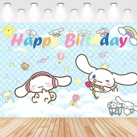 5 X3ft Cinnamoroll Cartoon Birthday Party Decorations Supplies Masks Party Photography Backdrop Photo Decor Banner Kids Boys Baby Shower Photography Backdrop
