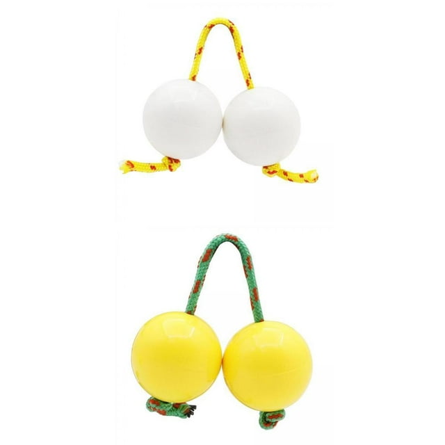 2 Paires Hochet Shaker Africain Boule de Sable Rythmique Maracas Percussion Blanc Jaune