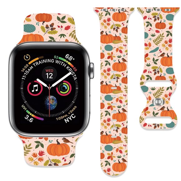 Correa De Calabazas De Acción De Gracias De Otoño Compatible Con Apple Watch Band 38 Mm, 40 Mm, 41 Mm, 42 Mm, 44 Mm, 45 Mm, 46 Mm, 49 Mm, Pulseras Deportivas De Silicona Suave Para Hombres Y Mujeres P