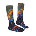 thumbnail image 4 of Lsque Neon Seahorse Underwater Realm Printed Crew Socks Men's Women's LightWeight Thin Casual Calf Socks ,Knee High Socks,Cotton Socks, 4 of 9