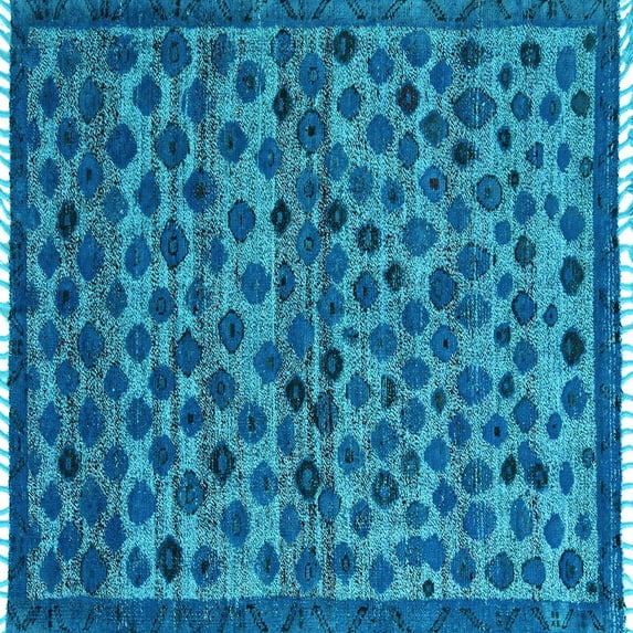 Ahgly Company Indoor Square Abstract Light Blue Modern Area Rugs, 7' Square
