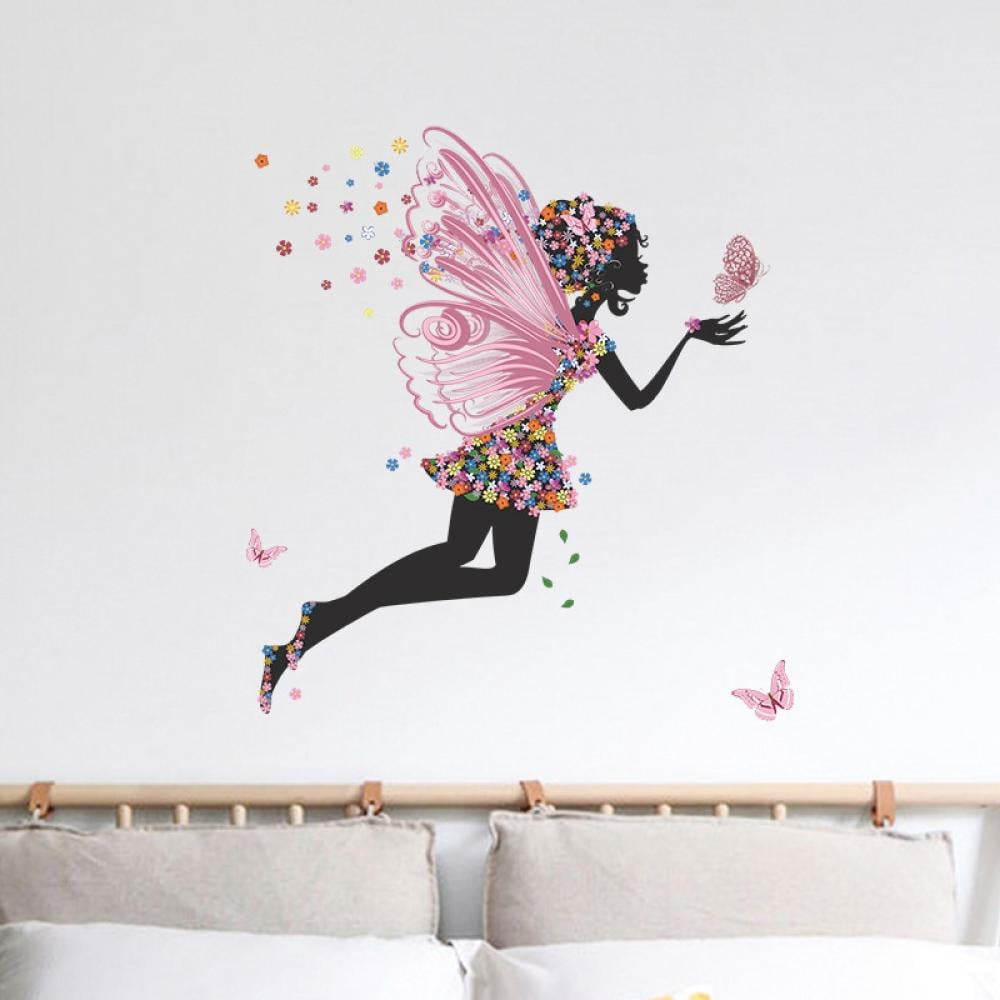 Wall Tattoo Fairy Girl with Flowers for the Nursery Elf Fairy Wall Stickers 