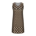 thumbnail image 6 of Feancey Boho Sundress for Women 2025 Casual Polka Dot Print Midi Dresses Summer Sleeveless V Neck Tank Dress Loose Flowy Beach Vacation Dresses Coffee S, 6 of 7