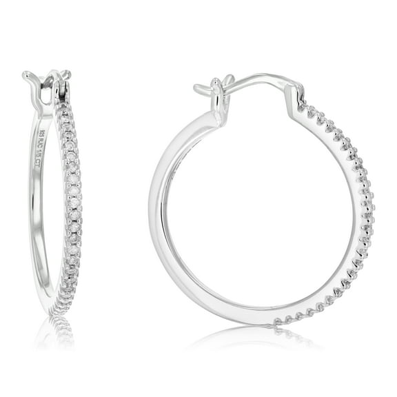 Vir Jewels 1/5 CTTW Diamond Hoop Earrings .925 Sterling Silver 46 Stones 1 Inch Female Adult