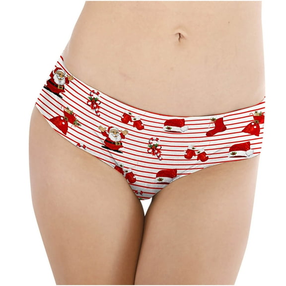 Ausyst Womens Underwear Clearance! Panties for Women Women Fashion Breathable Sexy Christmas Digital Printed Panties Briefs