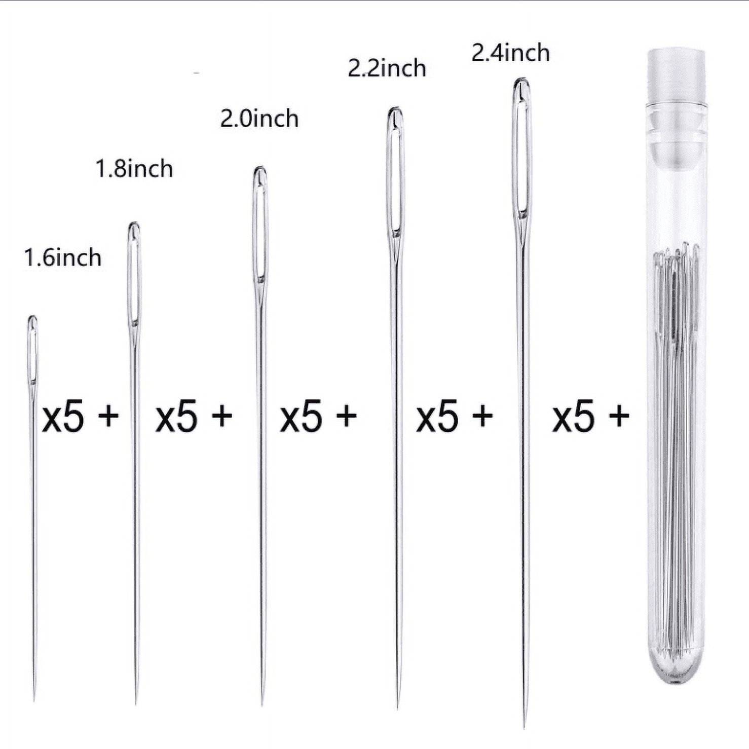  Large-Eye Needles for Hand Sewing, 50pcs Premium Large Eye  Sewing Needles with Threaders and Storage Tube 5 Size Large Eye Pointed  Stitching Needles for Stitching Crafting Projects and Embroidery