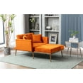 thumbnail image 2 of Velvet 2 in 1 Chaise Lounge Chair, Modern Upholstered Recliner Chair Single Sofa Bed with 2 Pillows & 3 Adjustable Angles Backrest, Comfy Convertible Sleeper Chair with Thick Padded for Bedroom Orange, 2 of 7