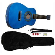 Mini Kids Acoustic Toy Guitar Kit Gig Bag + Picks + Strap + Tuner - Glitter Blue