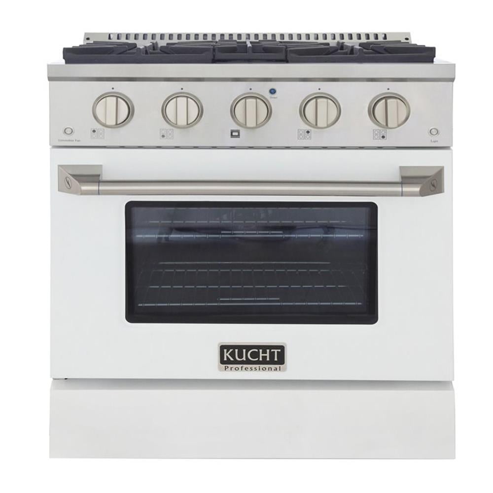 Pemberly Row 30" Modern Stainless Steel Natural Gas Range in White/Silver