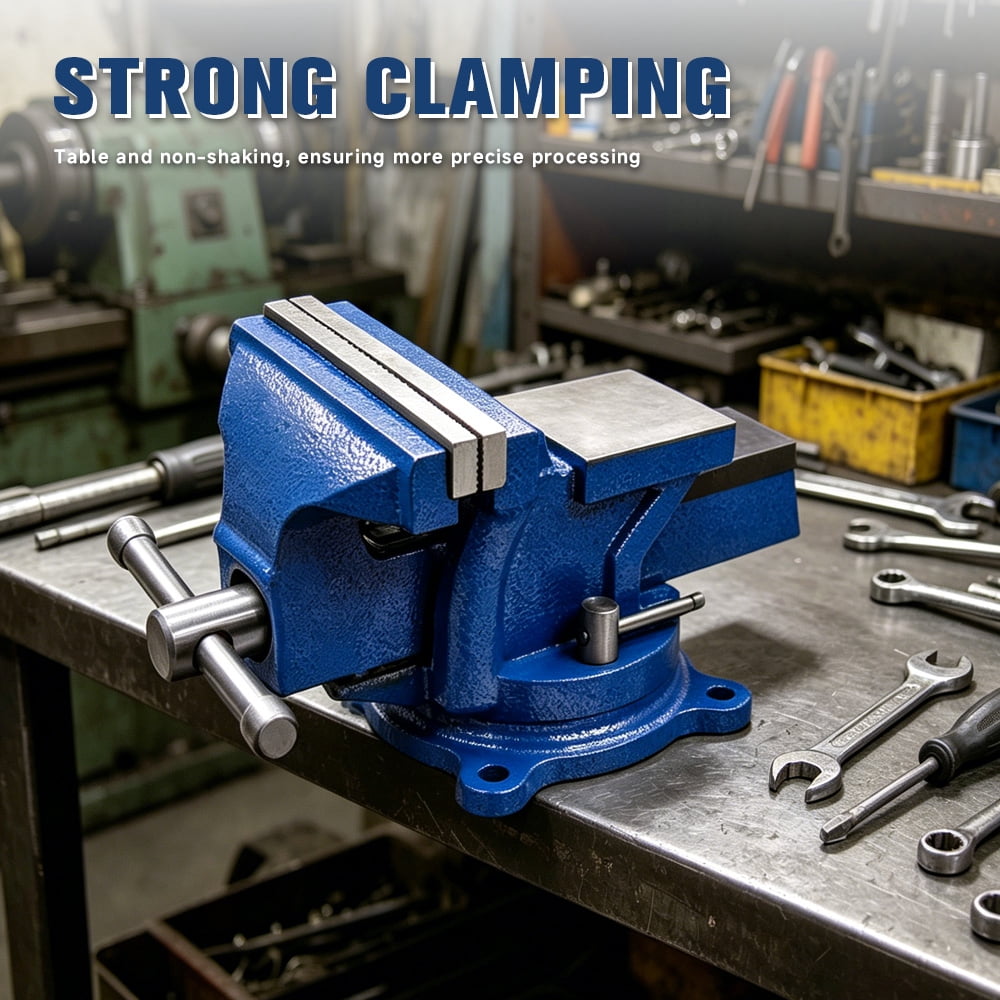 5-Inch Bench Vises with Anvil Swivel Locking Base Table Top Clamp, Duty Bench Vise with Locking 360-Degree Swivel Anvil
