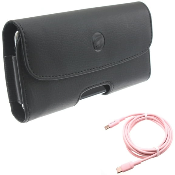 Case Belt Clip w Pink 10ft Long Cable for Samsung Galaxy A73 5G,A13 5G,A03s Phones - Leather Holster Cover Pouch, USB-C to Type-C PD Fast Charger Cord Power
