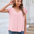 thumbnail image 2 of Sngxgn Womens Tunic T Shirts Short Sleeve Crew Neck Soft Loose Shirts Summer Casual Tee Tops(Pink,XL), 2 of 4